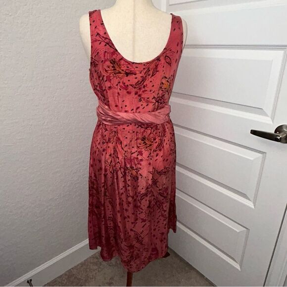 Cut Loose Floral Print Sleeveless Attached Belt Sash Midi Dress - Picture 3 of 11